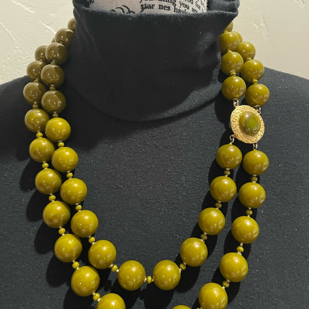 Chic Olive Beaded Necklace